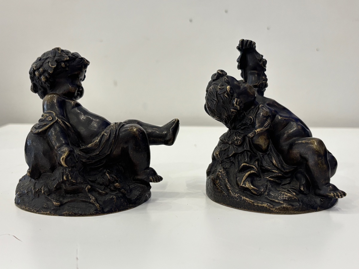 A Charming Pair Of Patinated Bronze Putti—in The Style Of Clodion -photo-5
