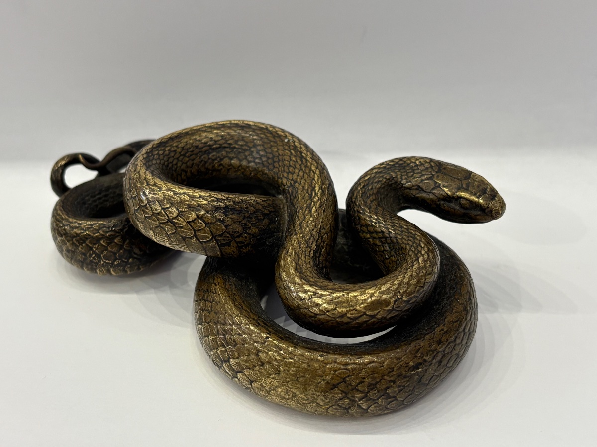 Couleuvre en bronze doré naturaliste du XIXe 