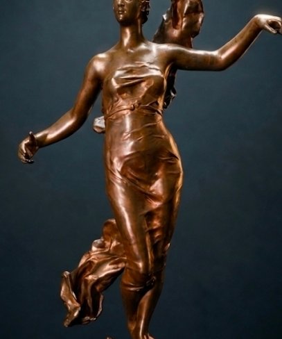 Sculpture en bronze allégorie Phoebe signé Eugène Marioton 1857-1930-photo-4