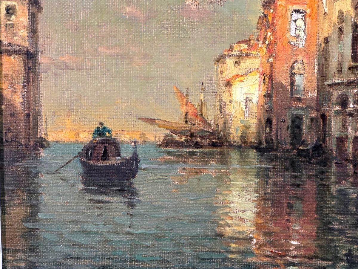 Tableau huile Venise signé Éloi-Noël Béraud dit Marc Aldine Antoine Bouvard XXe-photo-4