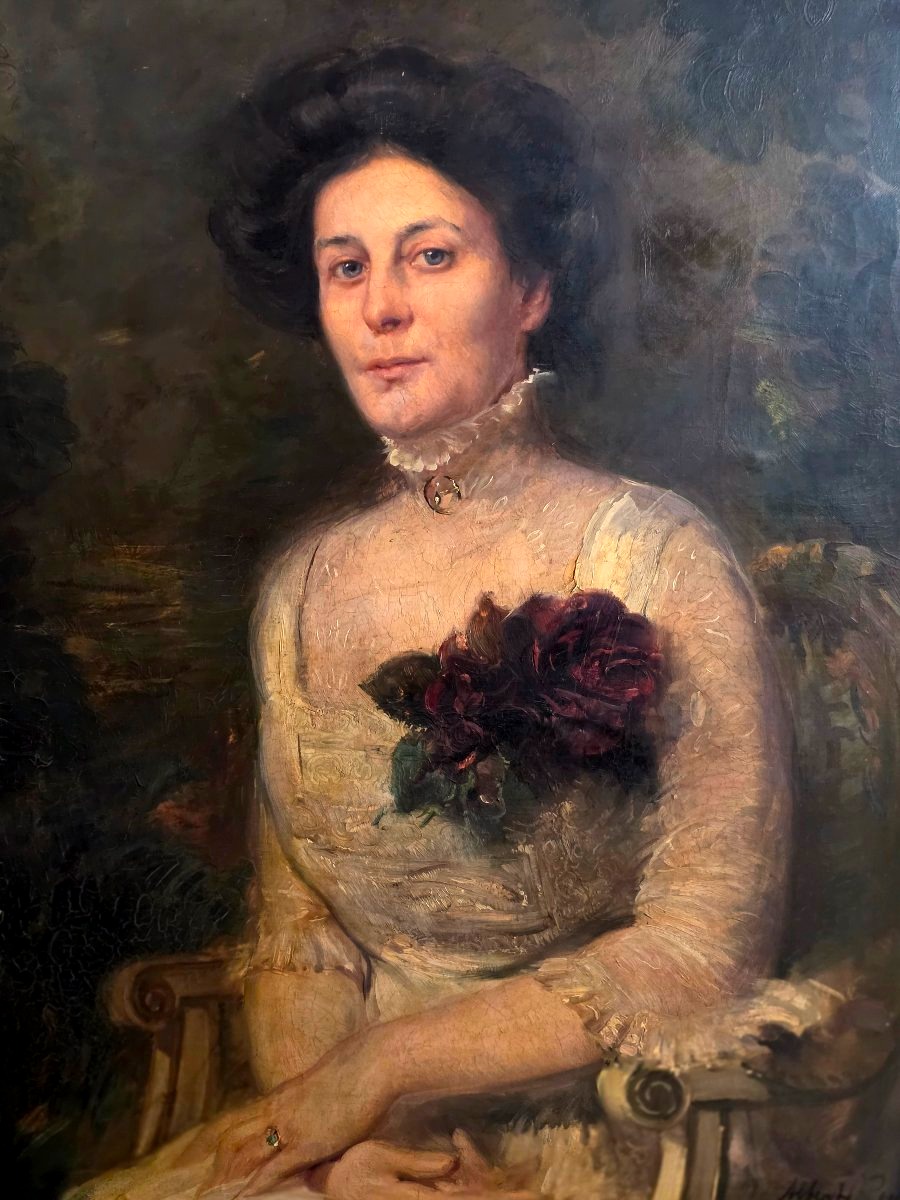 Tableau Portrait élégante Strauss signé Otto Willem Albertus ROELOFS (1877-1920)-photo-3