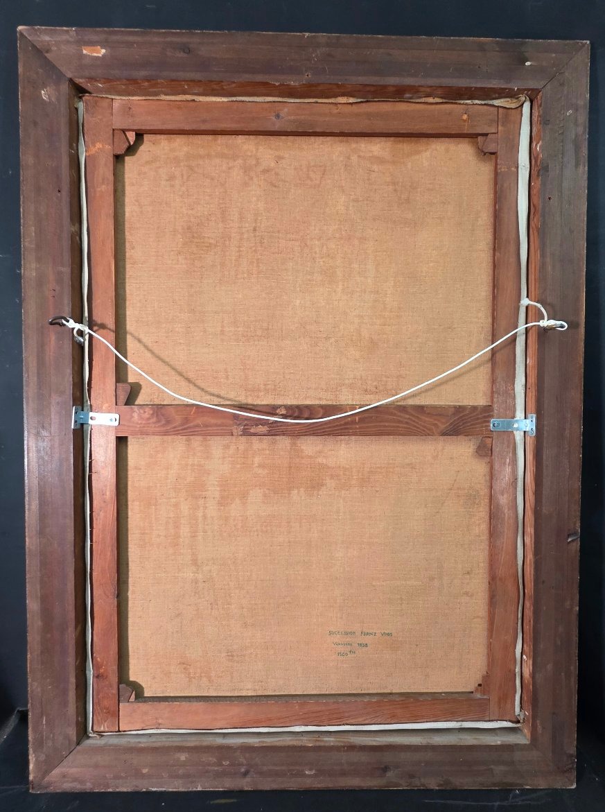 Tableau ancien huile Intérieur signé Armand JAMMAR Bretonne Hollandaise -photo-6