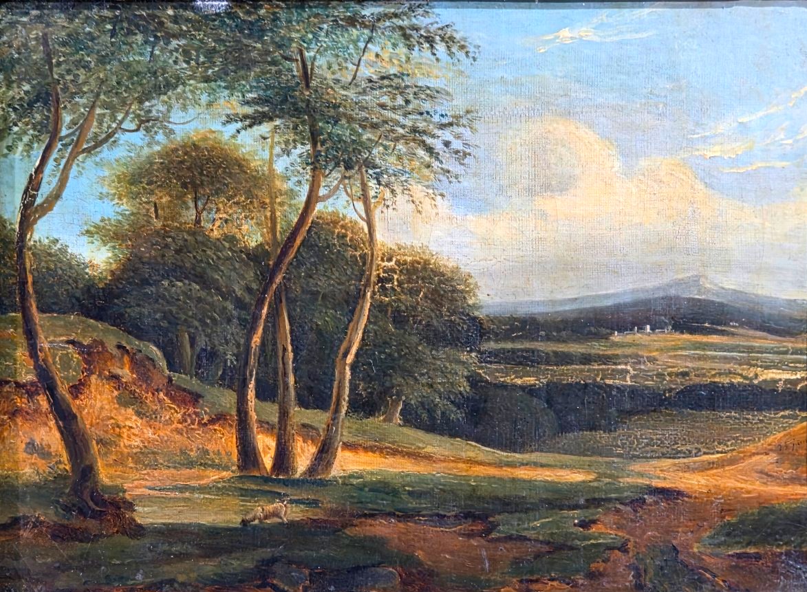 Tableau ancien Huile Paysage animé Romantisme début XIXème-photo-2