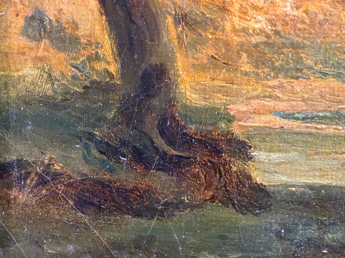 Tableau ancien Huile Paysage animé Romantisme début XIXème-photo-3