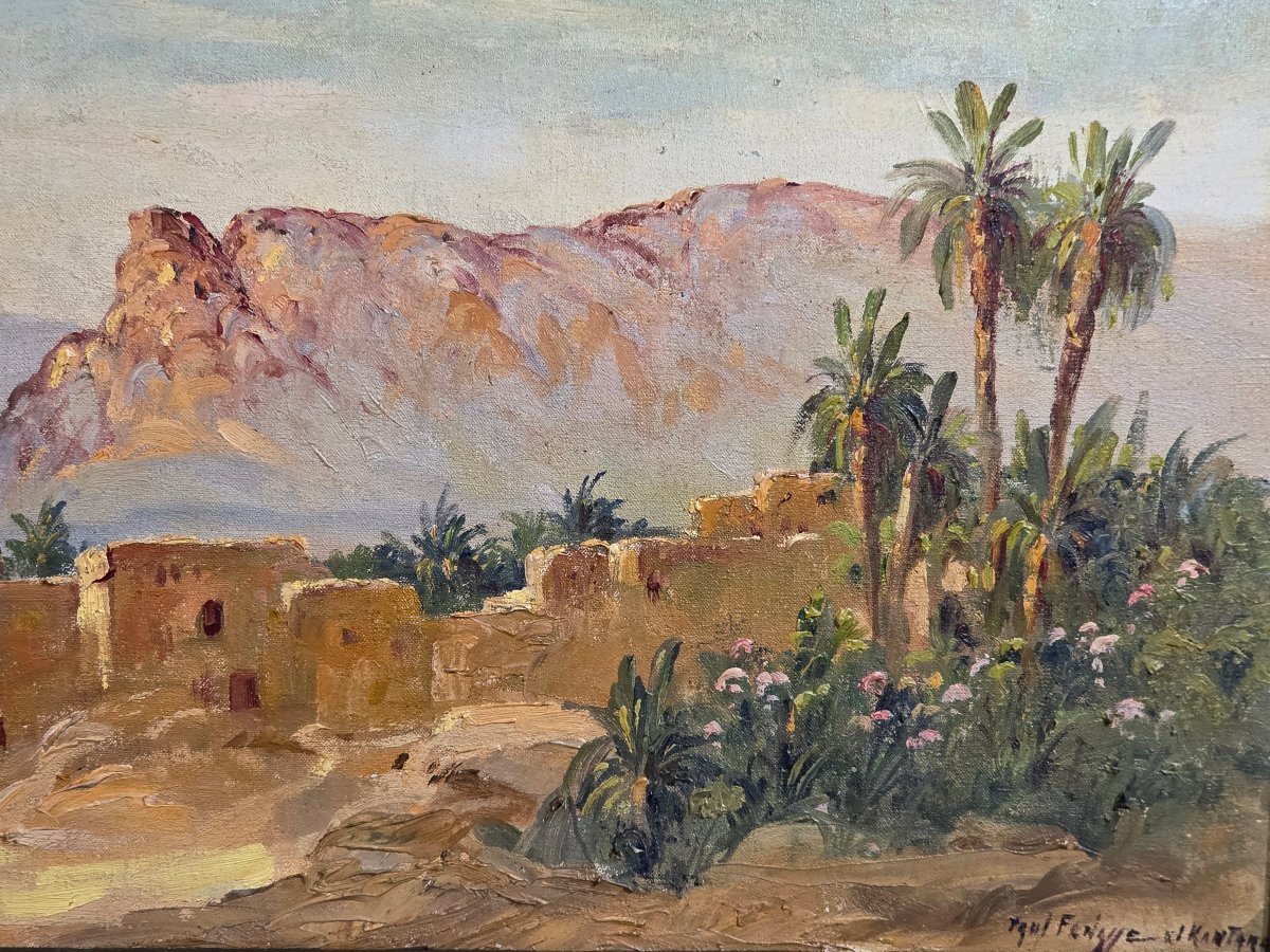 Tableau Orientaliste Paul FENASSE (1899-1976) Huile Sur Toile El Kantara Algérie-photo-4