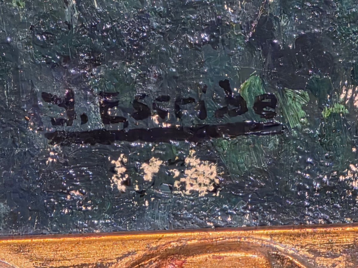 Oil Painting *bèrgère Cows* Signed By Ivan Escribe (1913–1990), Post-impressionism-photo-3