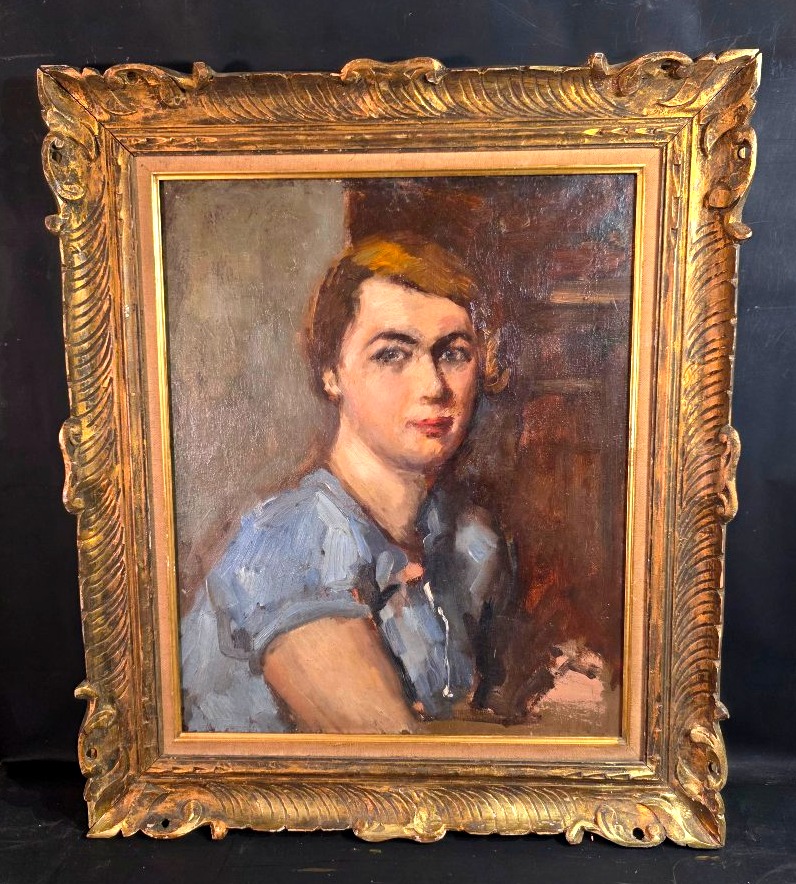 Tableau Portrait de dame par Paul Hannaux (1897-1954) époque Art Déco 1920/1930