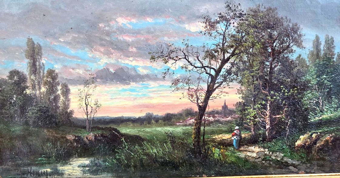 Antique Painting, Oil On Canvas, Lively Landscape, Romanticism, Early 19th Century-photo-2