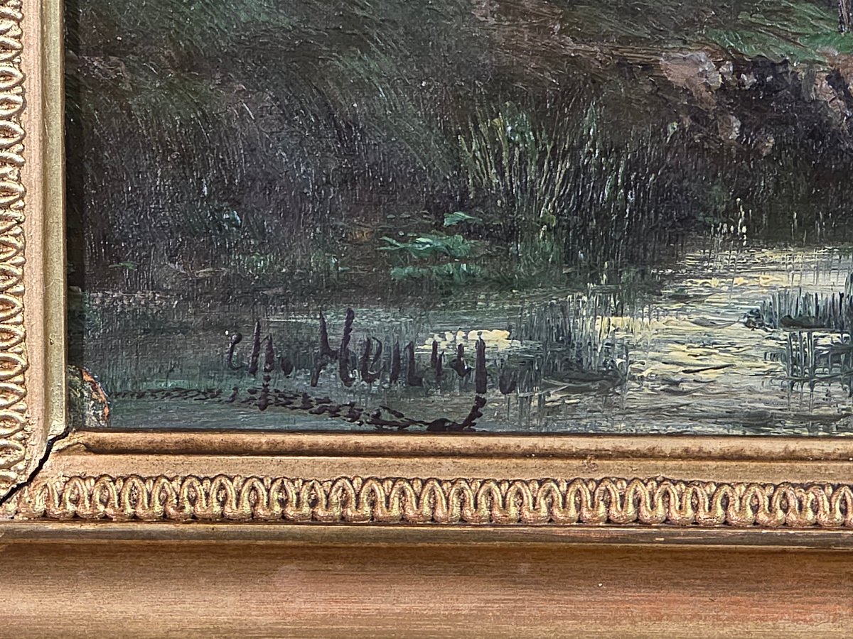 Antique Painting, Oil On Canvas, Lively Landscape, Romanticism, Early 19th Century-photo-1