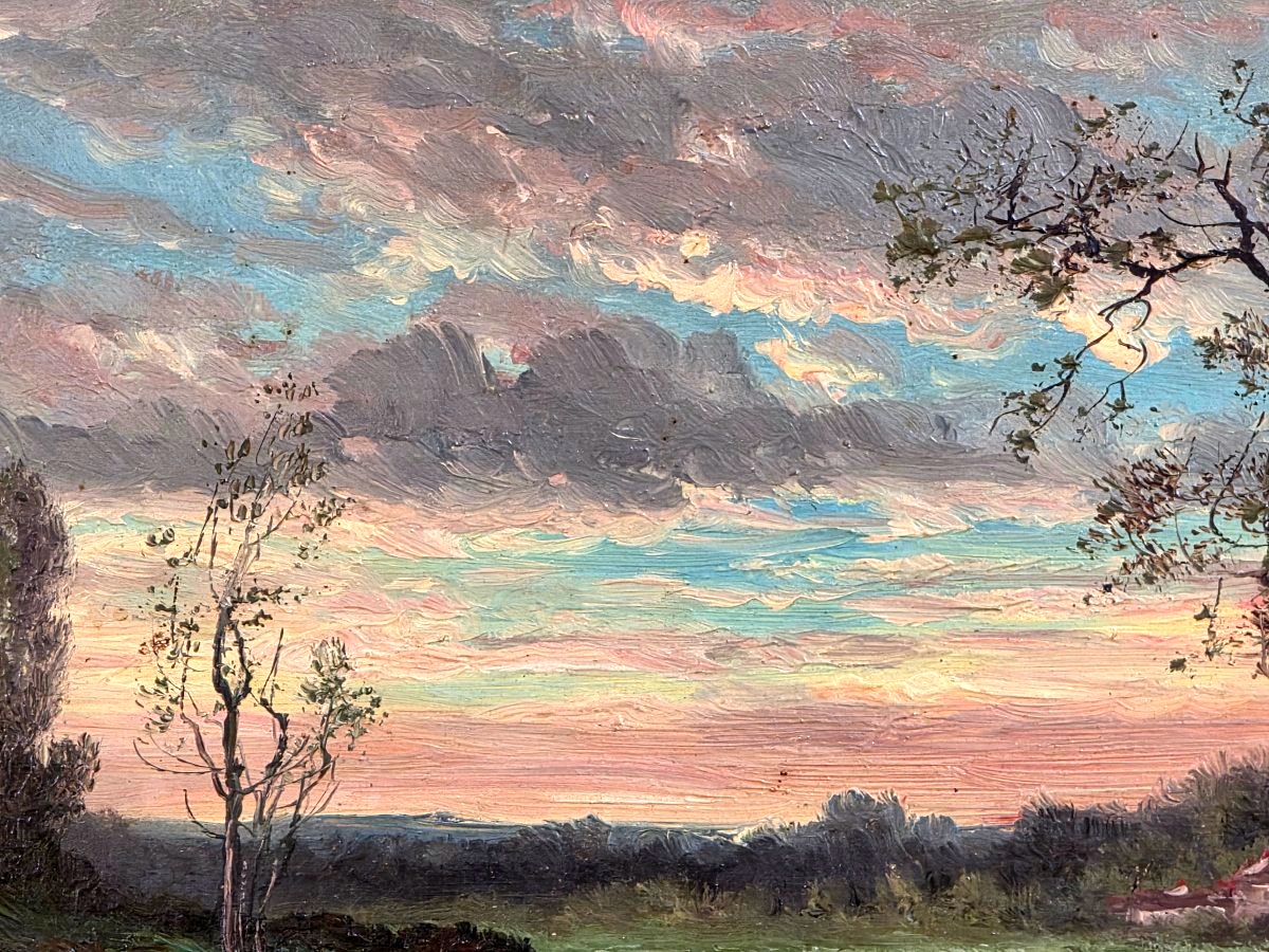 Antique Painting, Oil On Canvas, Lively Landscape, Romanticism, Early 19th Century-photo-2
