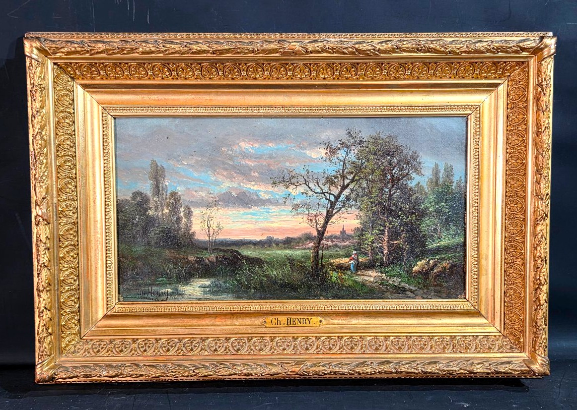 Antique Painting, Oil On Canvas, Lively Landscape, Romanticism, Early 19th Century