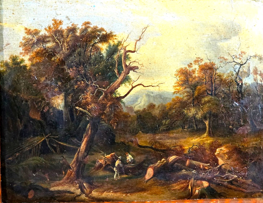 Tableau huile Paysage aux Bûcherons  Jacques Raymond BRASCASSAT (1804-1867)-photo-2