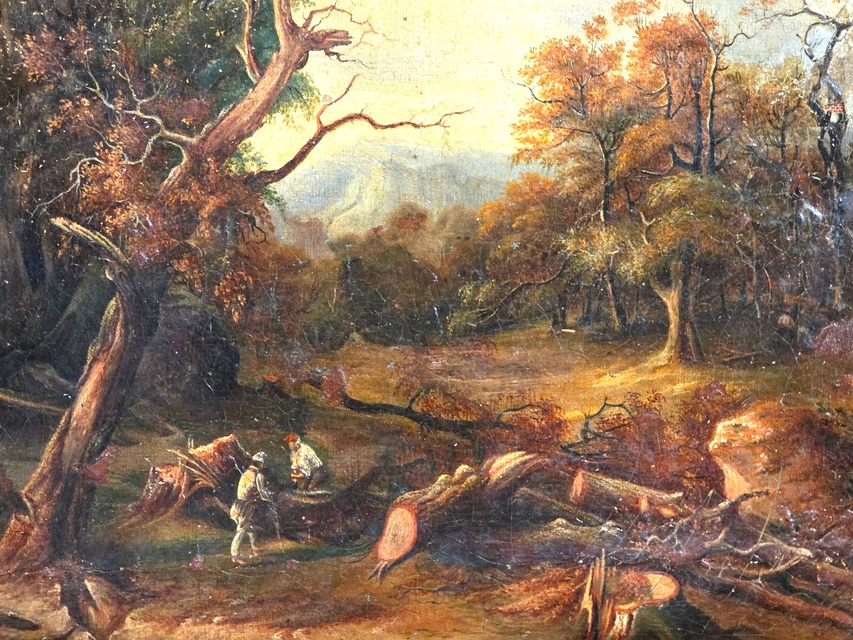 Tableau huile Paysage aux Bûcherons  Jacques Raymond BRASCASSAT (1804-1867)-photo-4