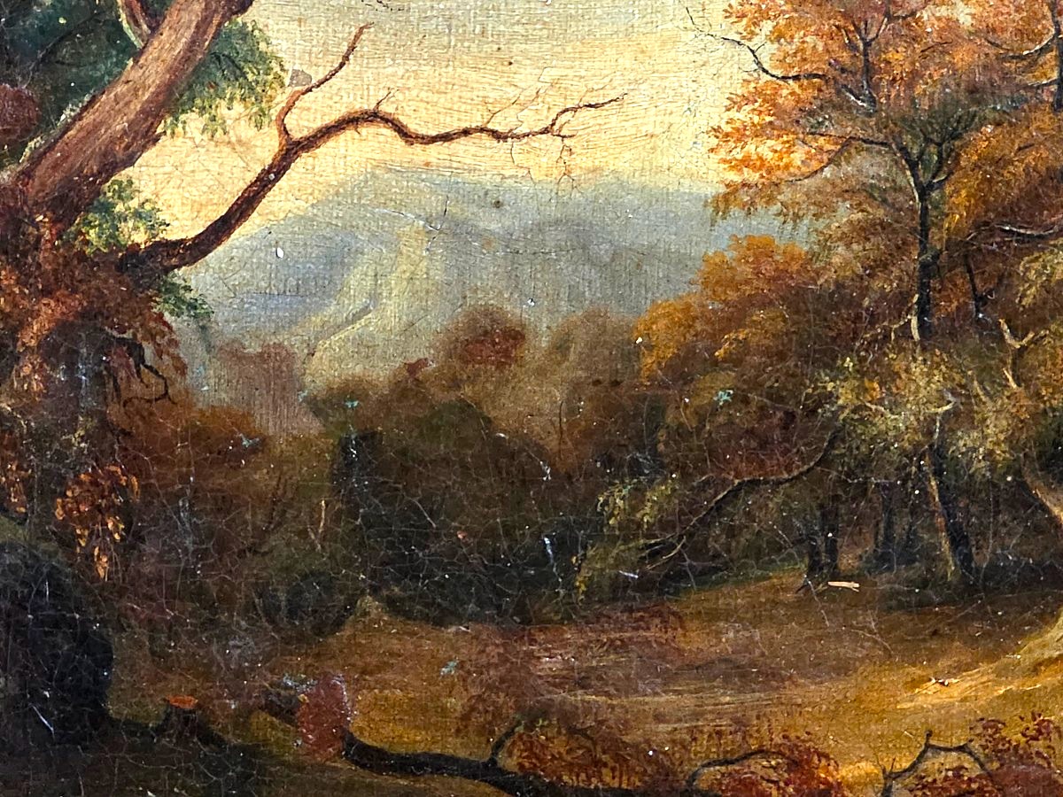 Tableau huile Paysage aux Bûcherons  Jacques Raymond BRASCASSAT (1804-1867)-photo-2