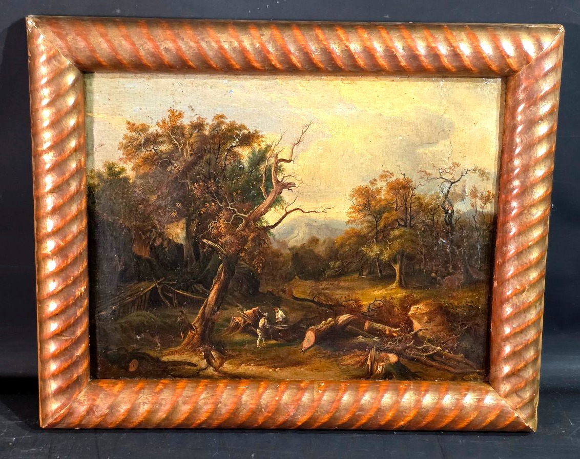 Tableau huile Paysage aux Bûcherons  Jacques Raymond BRASCASSAT (1804-1867)
