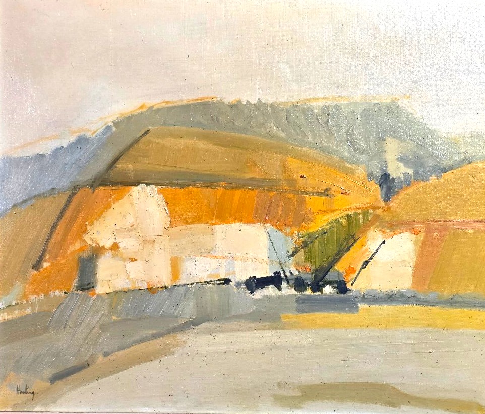 Tableau huile sur toile signé Leonard Hunting  Pyrénées près de Céret XXème-photo-1