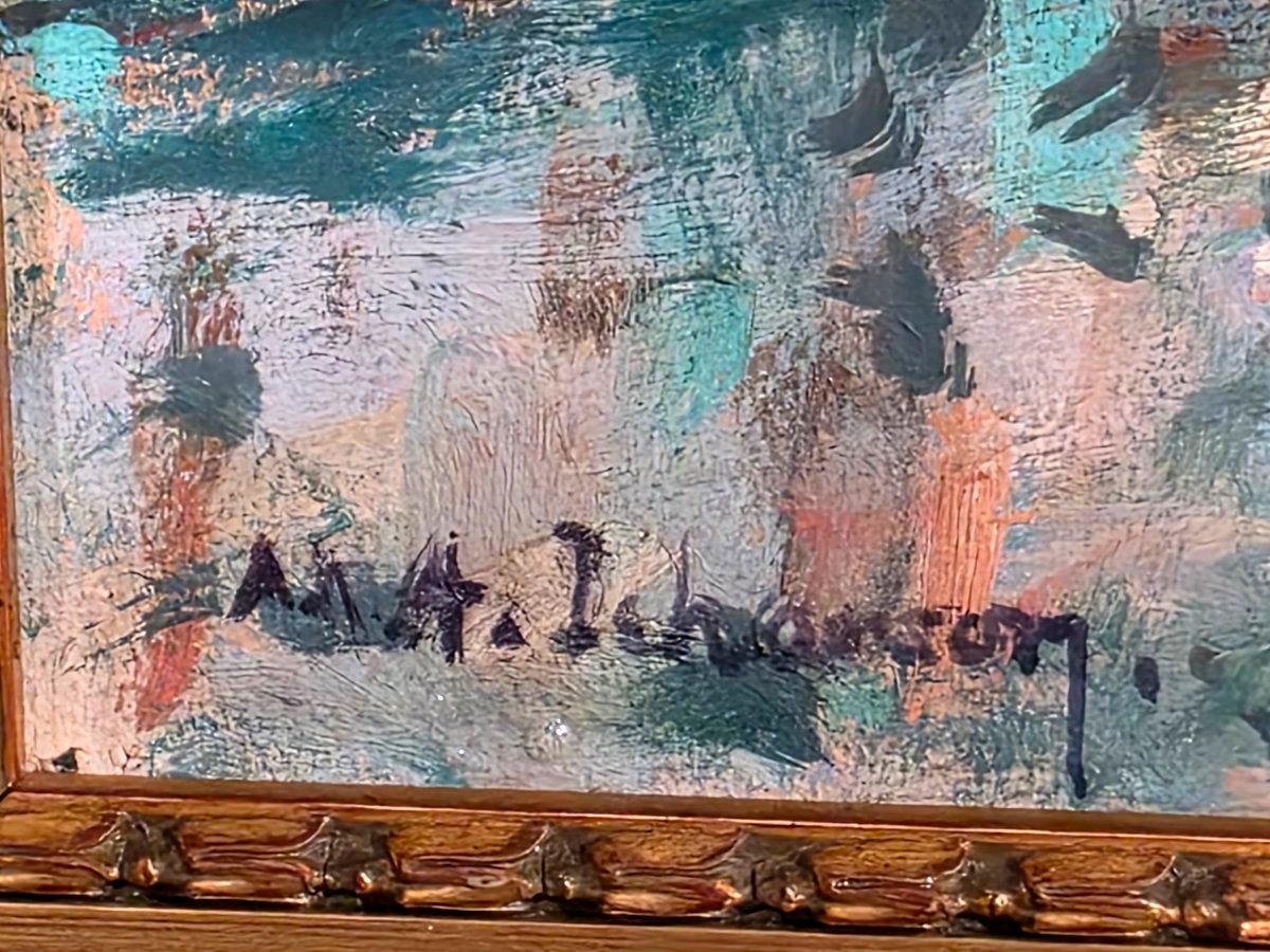 Tableau Ancien Huile Paysage au Pont signé Marie-Anne ICHANSON (1889-1964) -photo-2