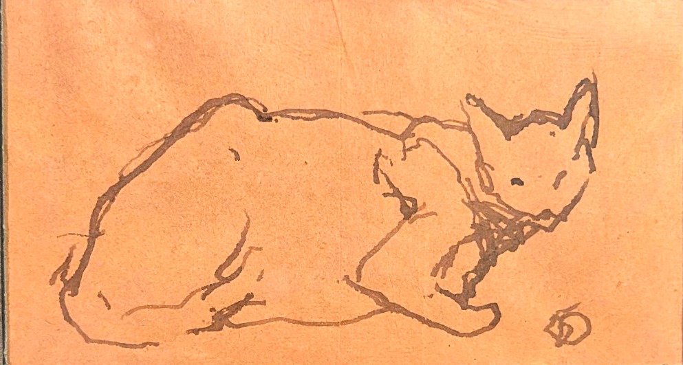 Tableau encre Chat signé Henri DELUERMOZ  (1876-1943)-photo-2