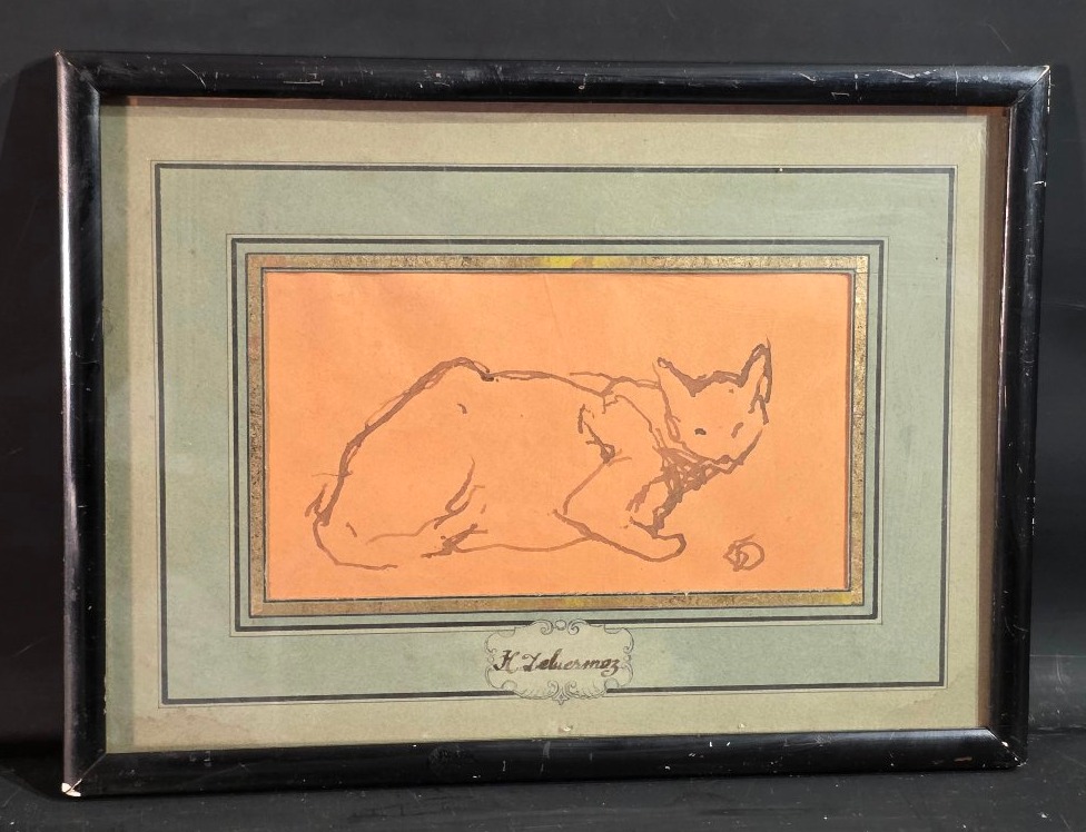 Tableau encre Chat signé Henri DELUERMOZ  (1876-1943)