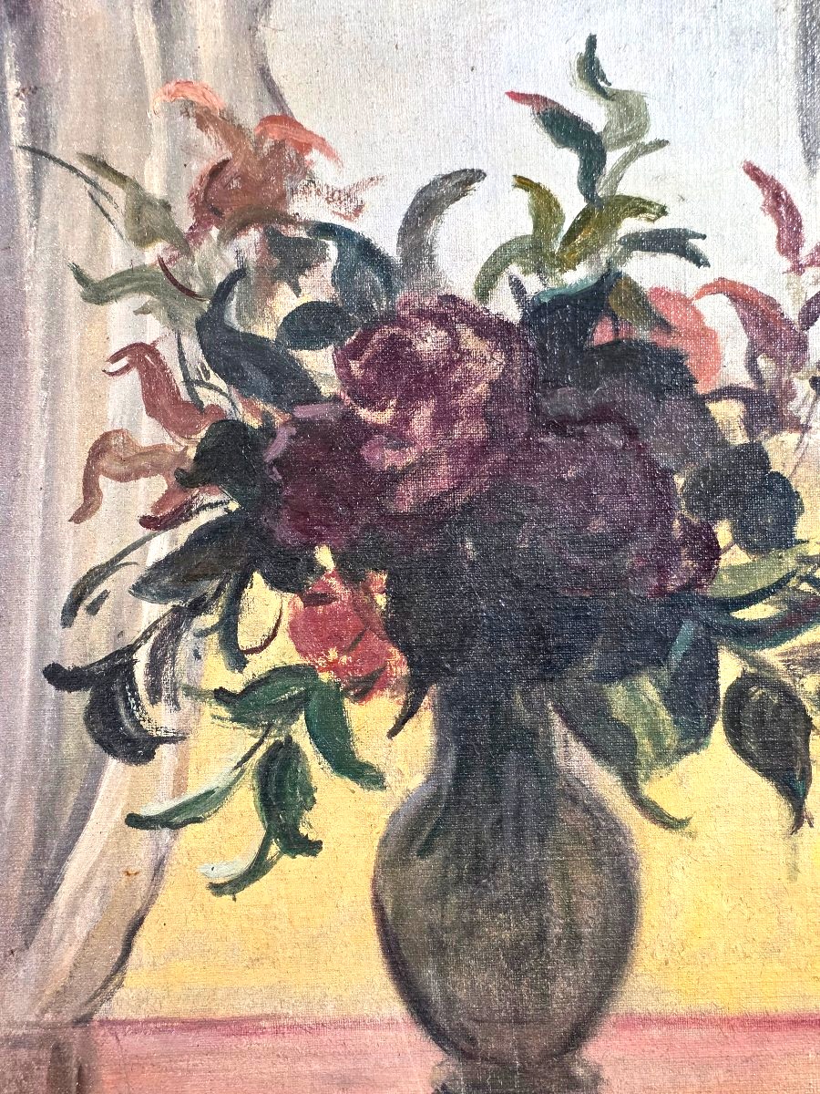 Antique Still Life Oil Painting Signed By Marie-anne Ichanson (1889–1964) -photo-3