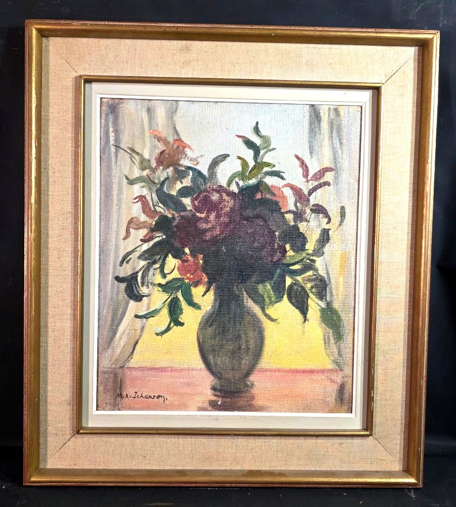 Antique Still Life Oil Painting Signed By Marie-anne Ichanson (1889–1964) 