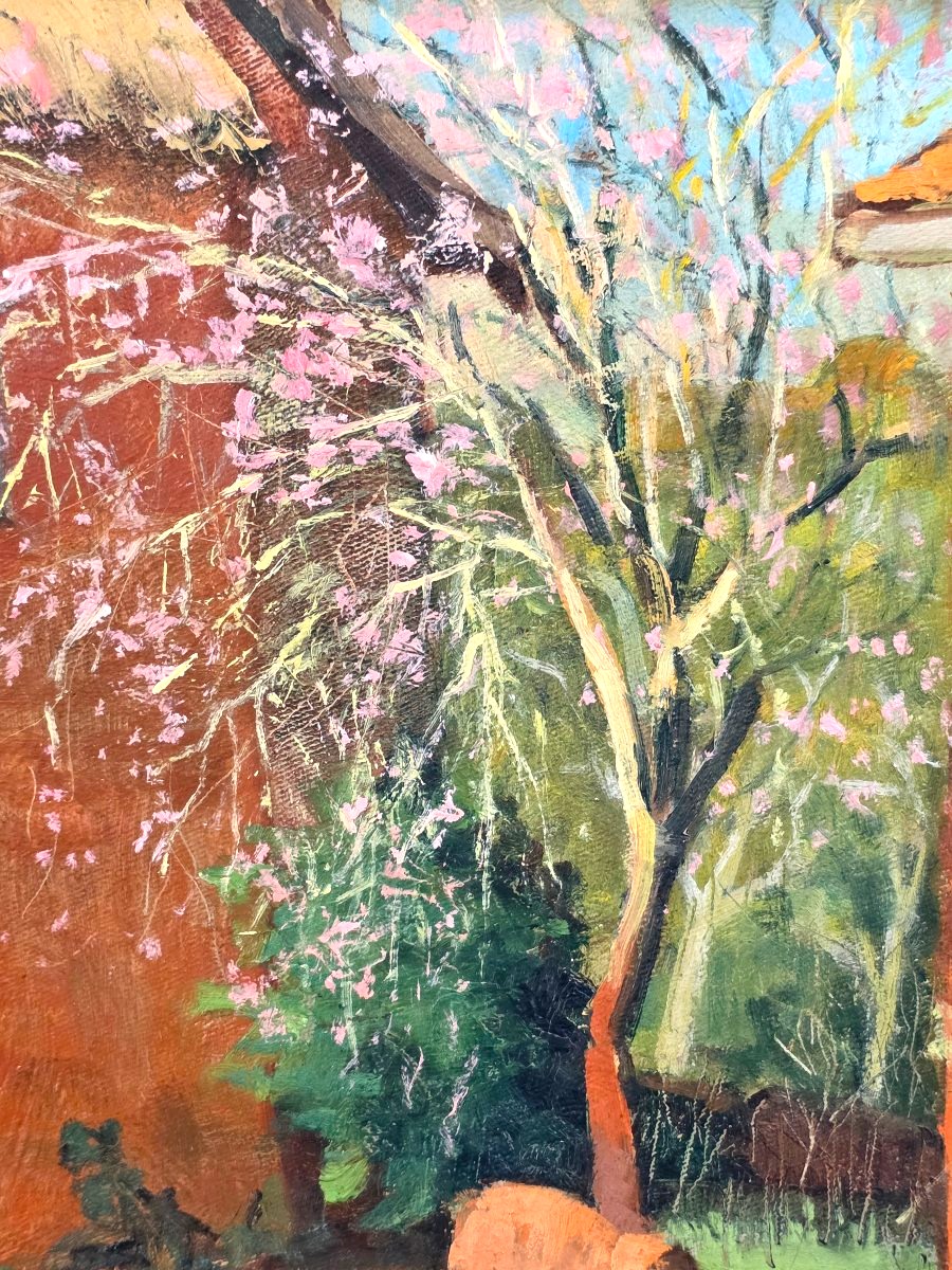 Tableau huile Malgache village Soamanandrariny signé Georges Abel Chalon XXème-photo-2
