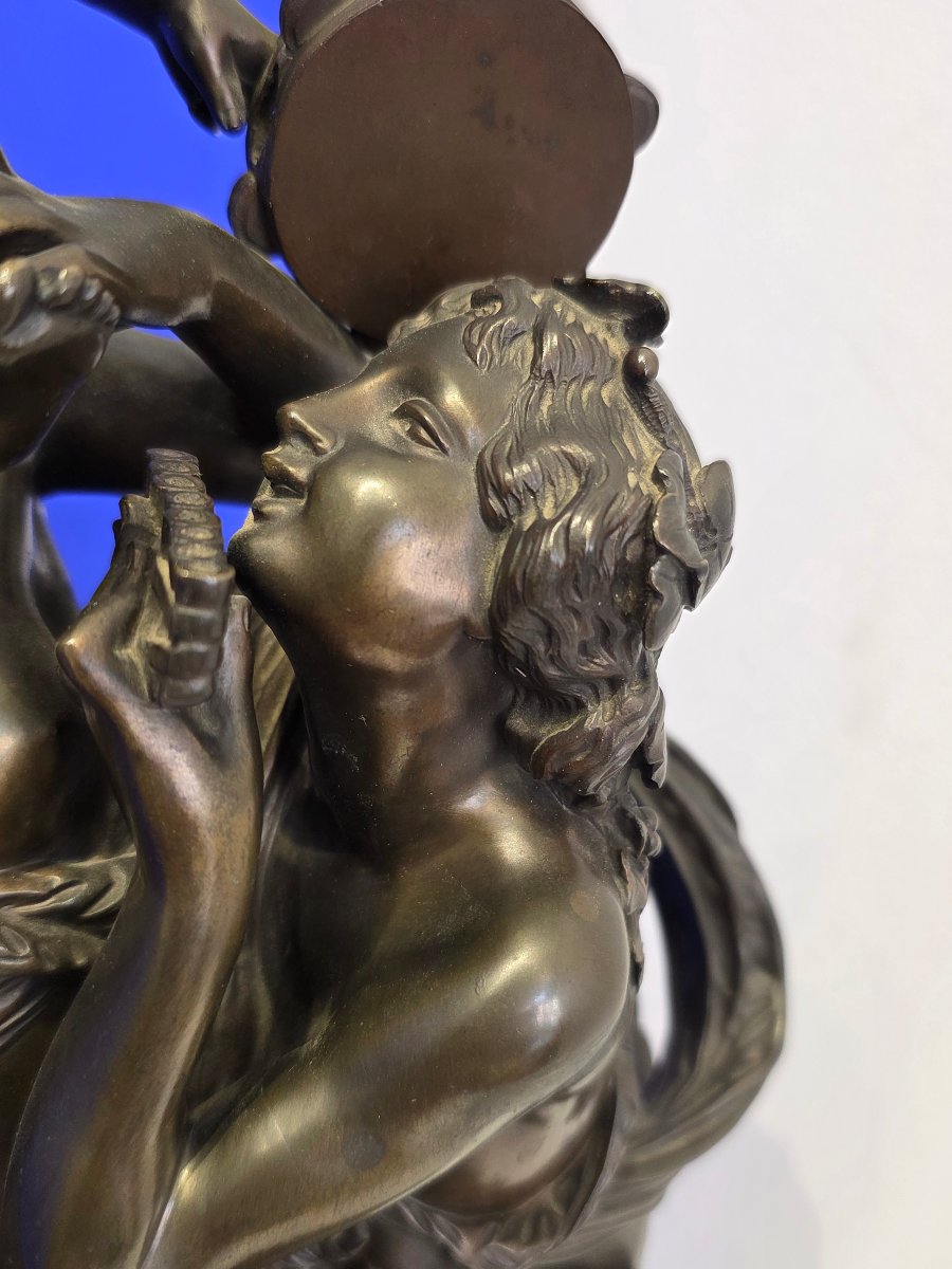 Sculpture ​Groupe en bronze patiné d’après Clodion Bacchanale aux Bacchantes et Putti  XIXème-photo-4