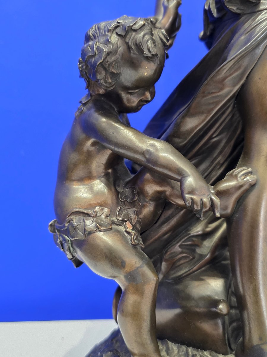Sculpture ​Groupe en bronze patiné d’après Clodion Bacchanale aux Bacchantes et Putti  XIXème-photo-2
