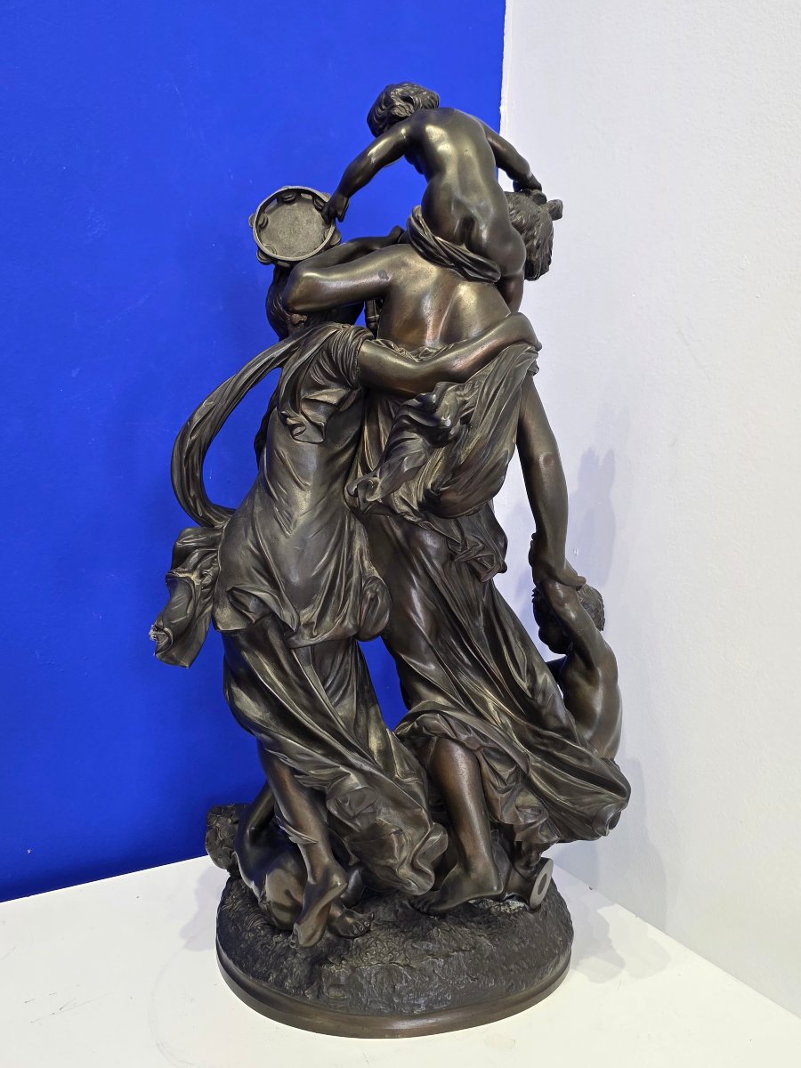 Sculpture ​Groupe en bronze patiné d’après Clodion Bacchanale aux Bacchantes et Putti  XIXème-photo-6
