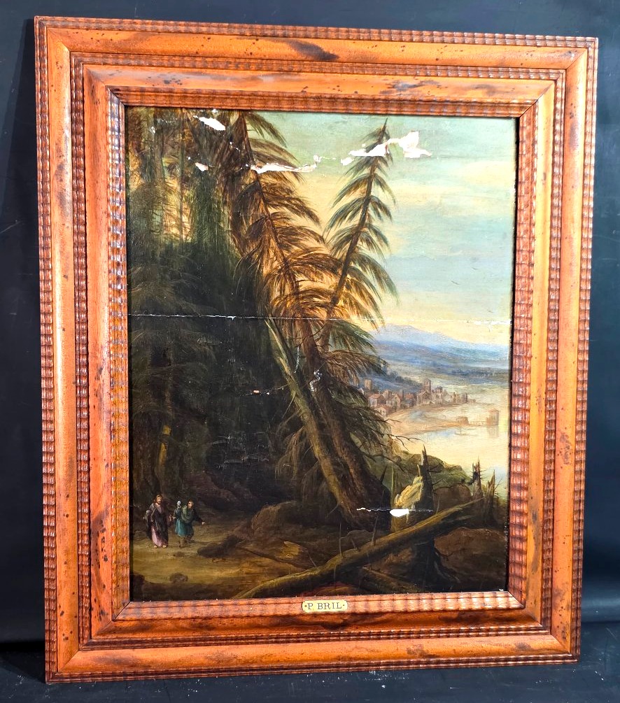 Tableau Tempéra Paysage animé Flamand signé Paul BRIL (1554–1626) fin XVIème Rar