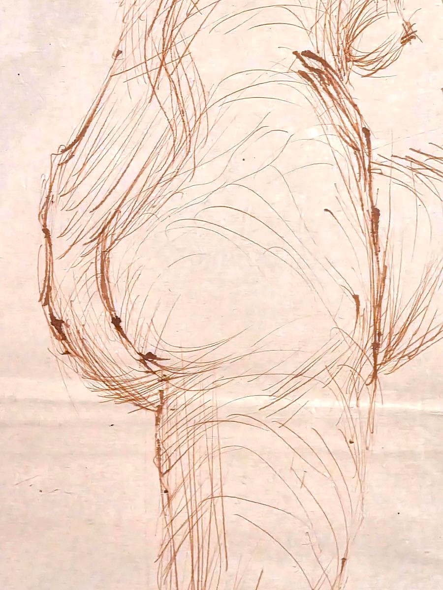 Tableau Dessin original à l'encre Bertalan PÓR (1880-1964) Nu féminin (1959)-photo-2