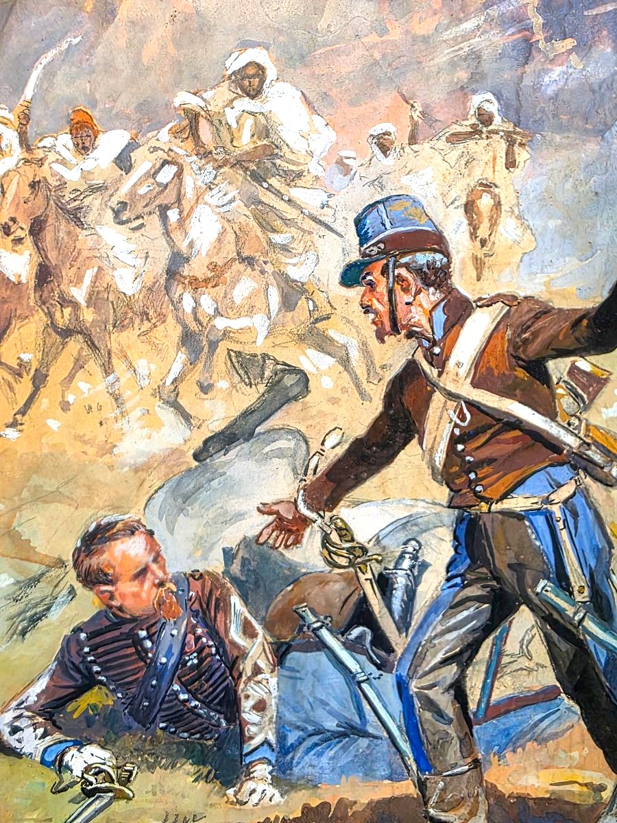 Maurice TOUSSAINT (1882-1974)​ Scène de combat cavalerie Algérie Militaria Rare-photo-1