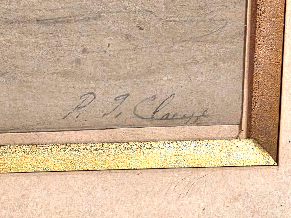 Tableau ancien Crayon Craie signé Paul-Jean CLAYS (1819-1900) Bateaux -photo-2