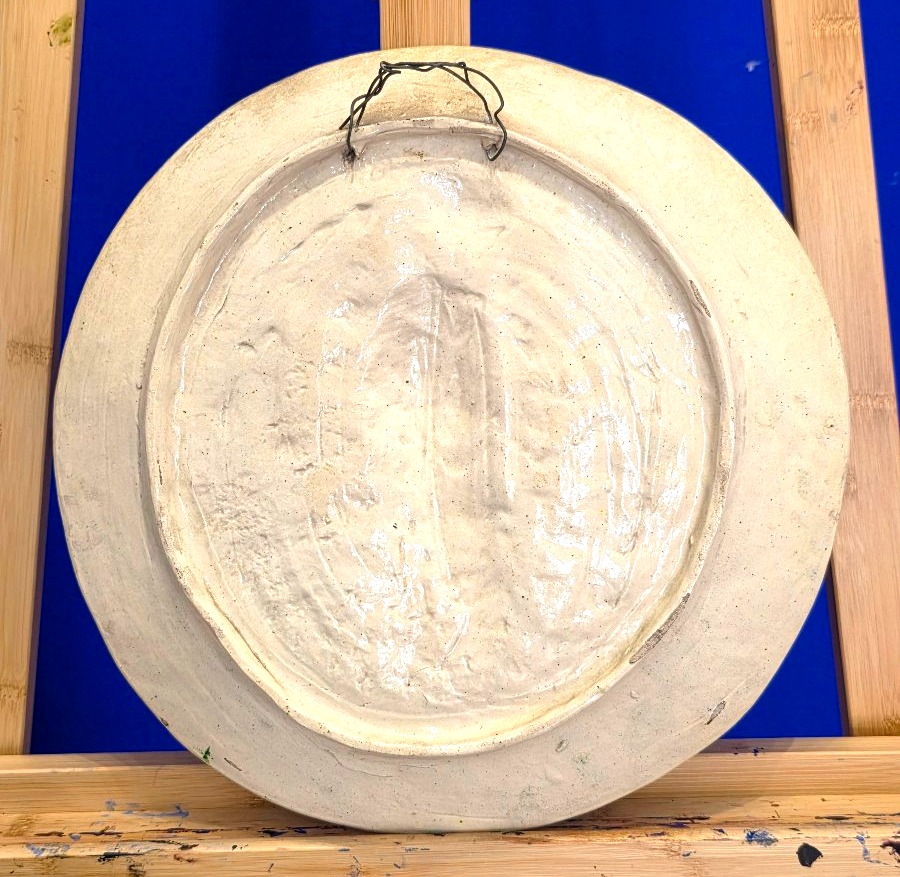 Large Glazed Ceramic Wall Plate With An Orientalist Relief Design, Signed By Max Claudet -photo-3