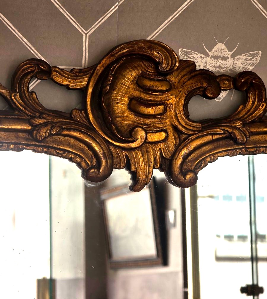 Grand miroir en bois sculpté et doré d'époque Louis XV ​ XVIIIème siècle-photo-3