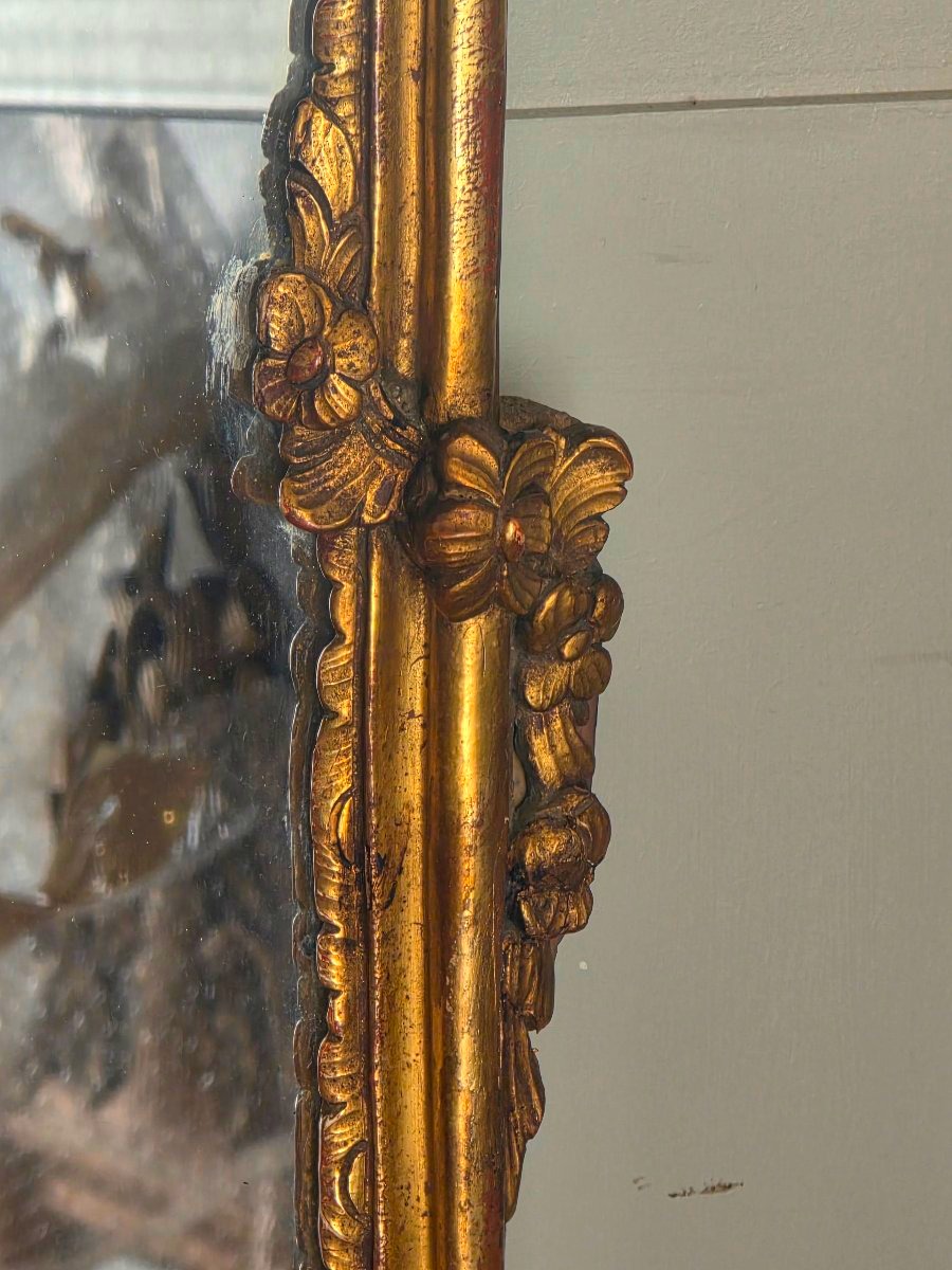 Grand miroir en bois sculpté et doré d'époque Louis XV ​ XVIIIème siècle-photo-1