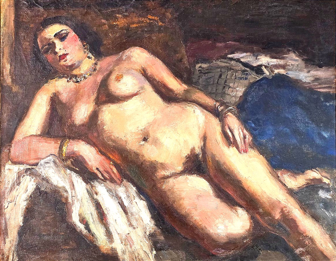Tableau Superbe Grande Huile Orientaliste Odalisque Paul HANNAUX (1899-1954) -photo-2