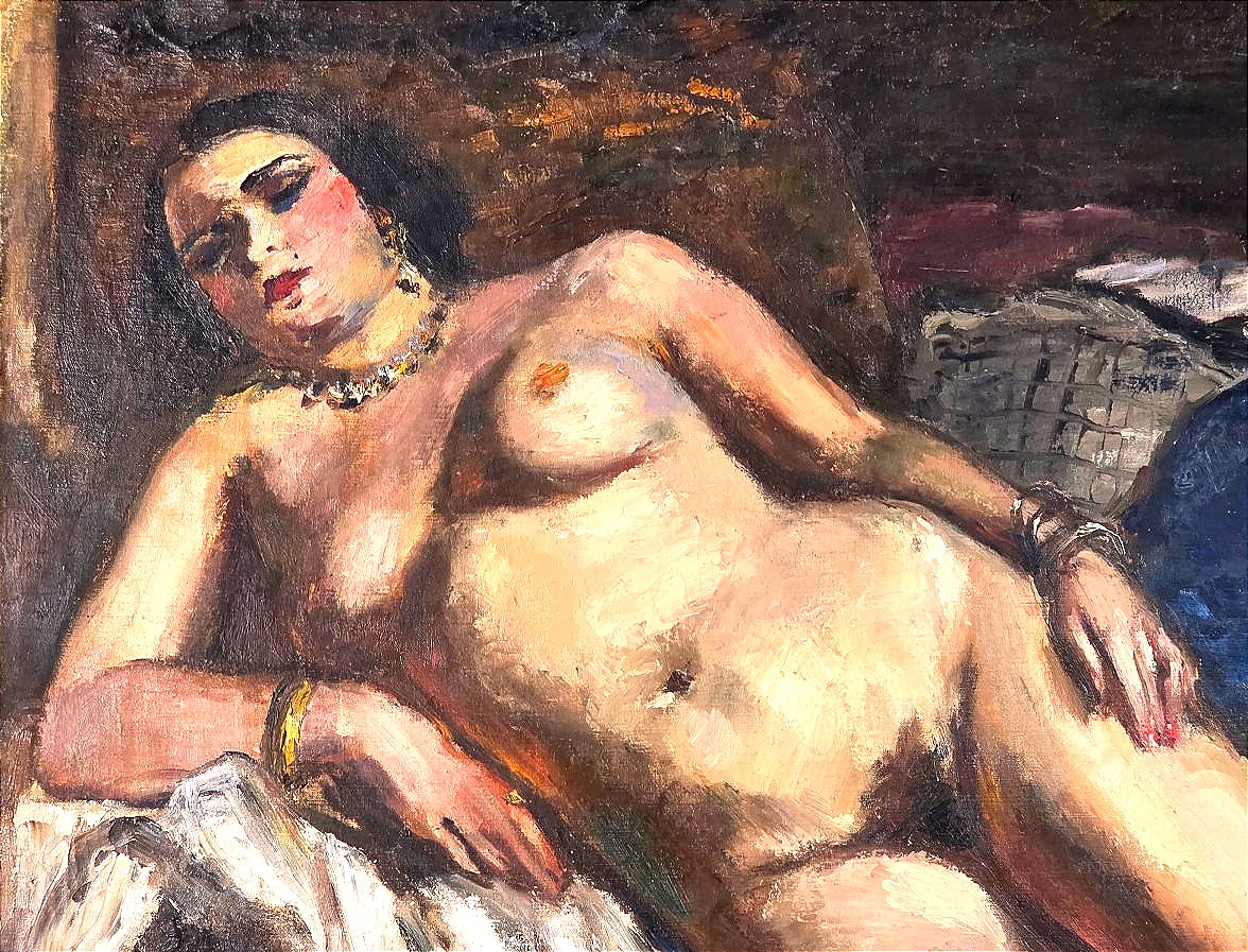 Tableau Superbe Grande Huile Orientaliste Odalisque Paul HANNAUX (1899-1954) -photo-3
