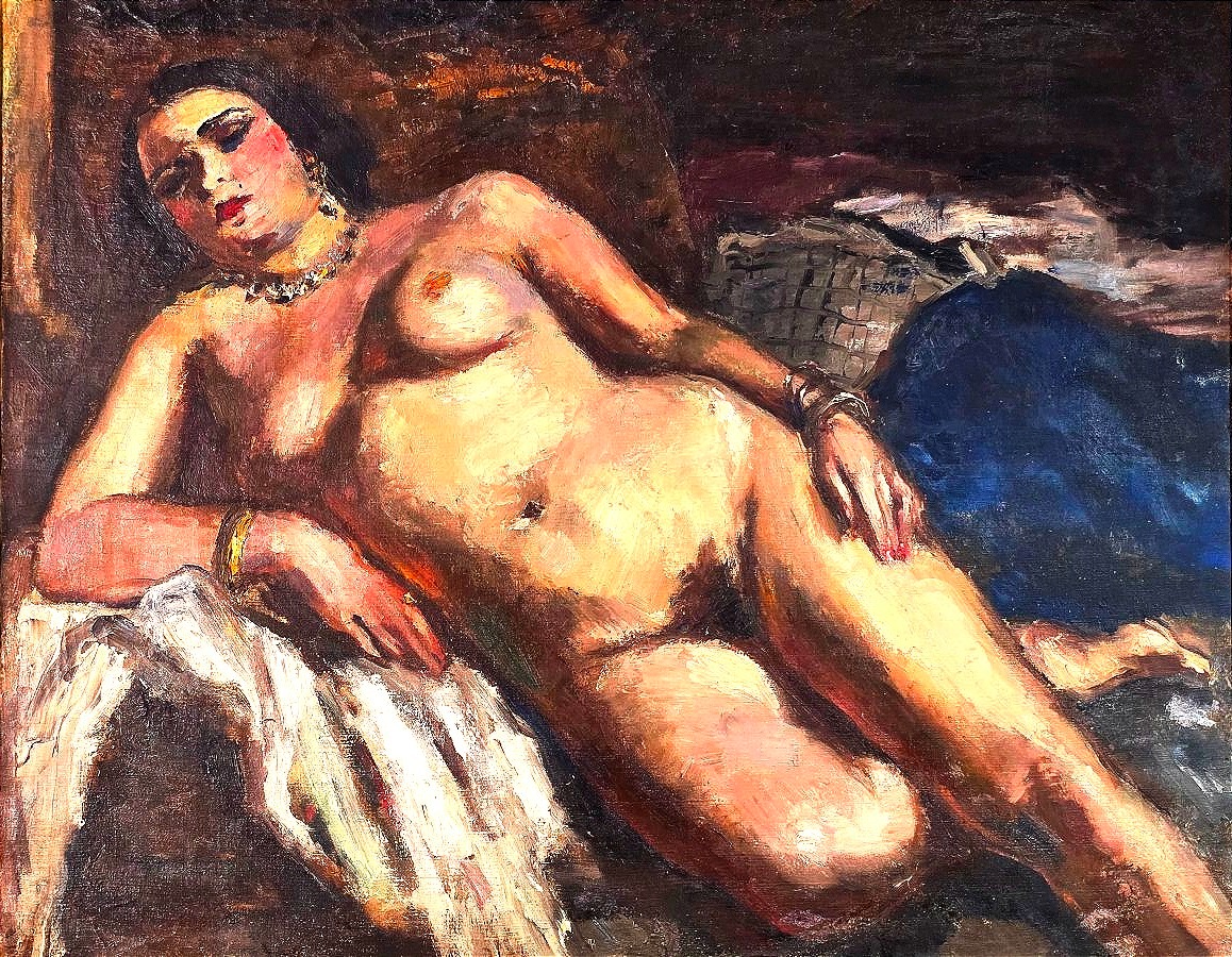 Tableau Grande Huile Orientaliste Odalisque Paul HANNAUX (1899-1954) -photo-2