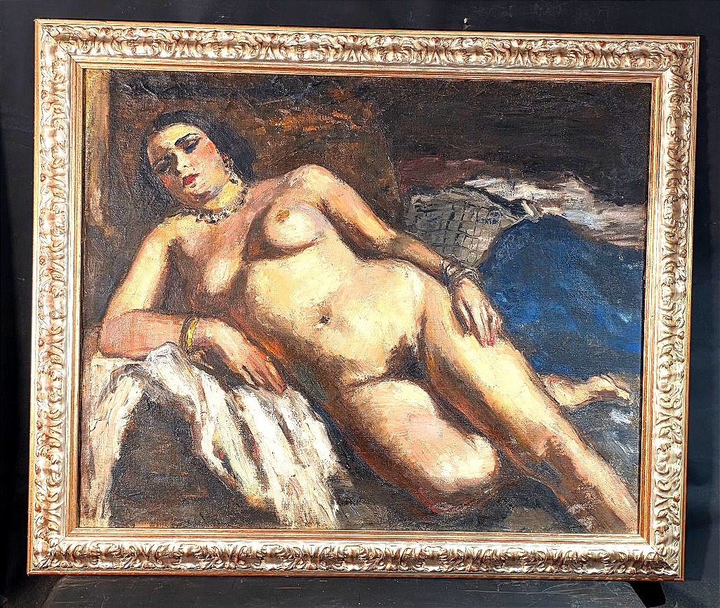 Tableau Superbe Grande Huile Orientaliste Odalisque Paul HANNAUX (1899-1954) 