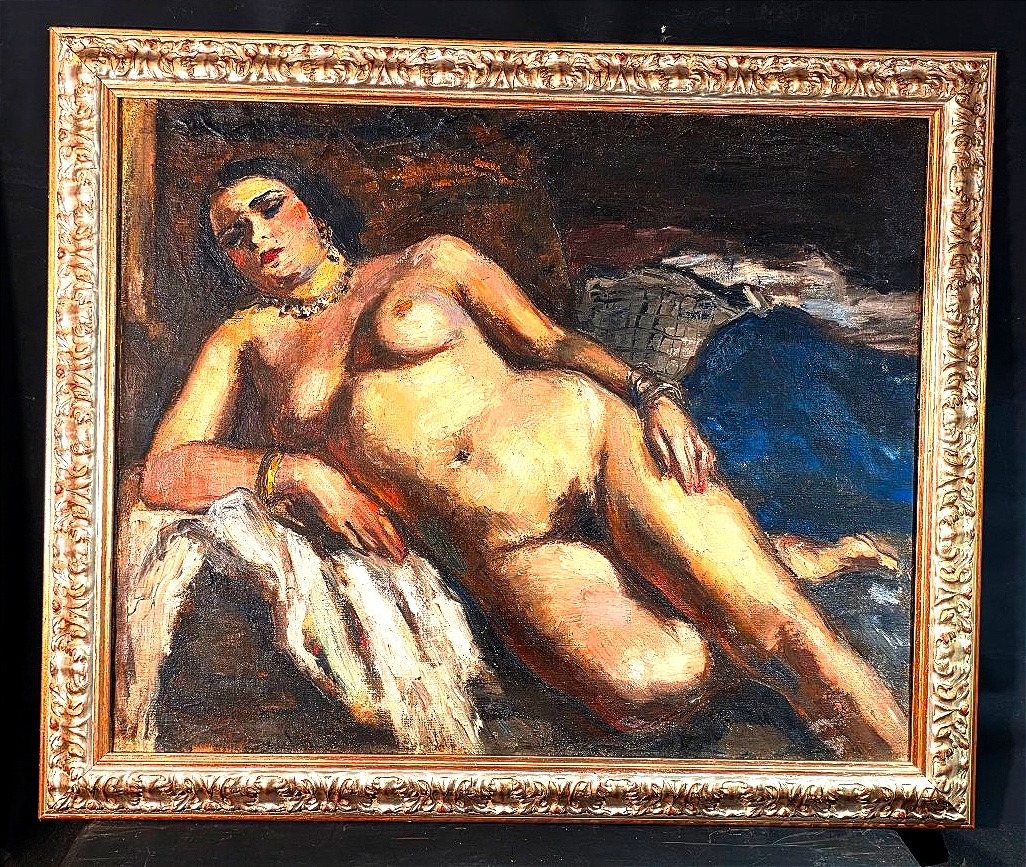 Tableau Grande Huile Orientaliste Odalisque Paul HANNAUX (1899-1954) 
