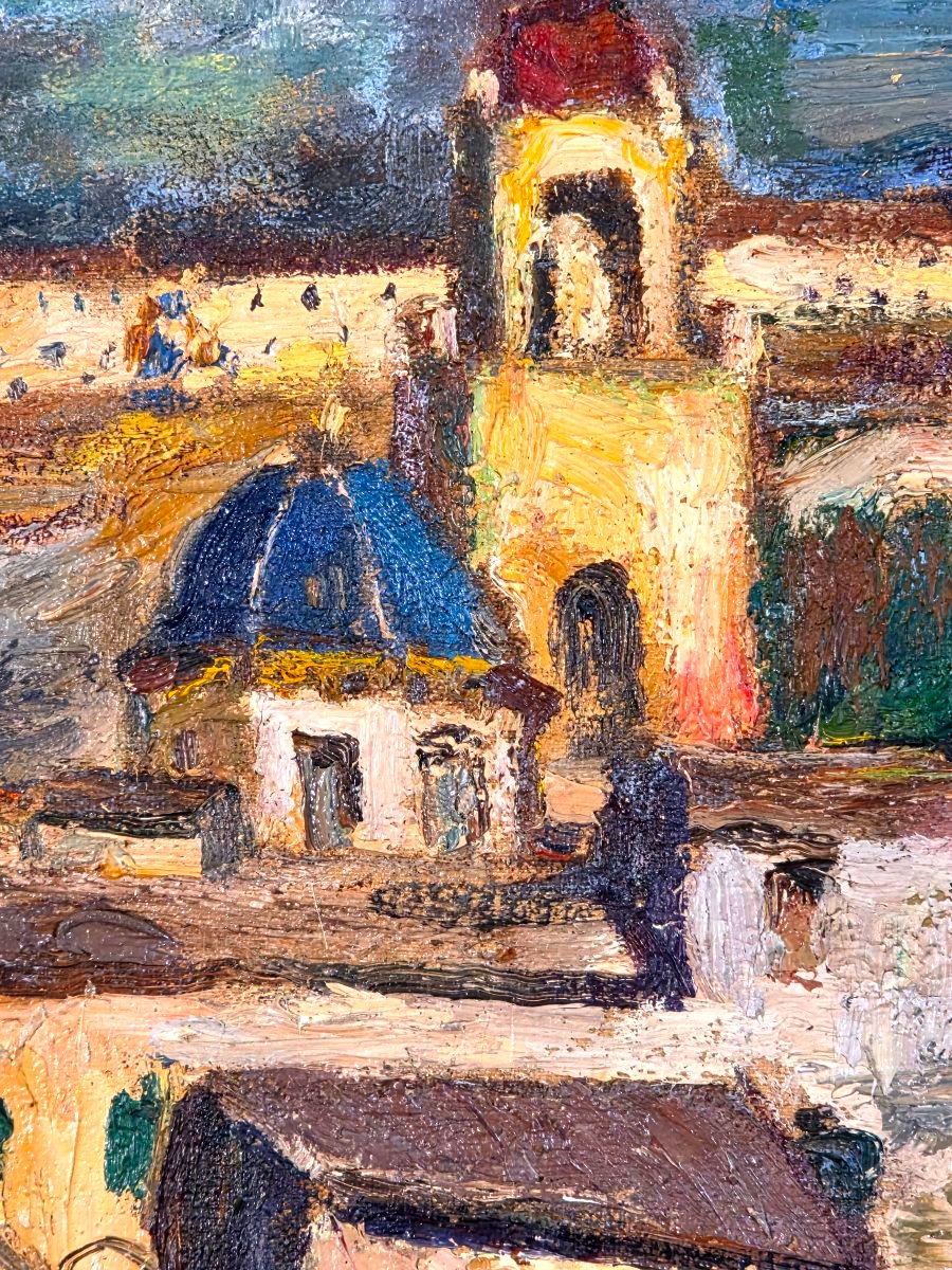 Tableau Huile Paysage Orientaliste animé signé Paul HANNAUX (1899-1954) -photo-2