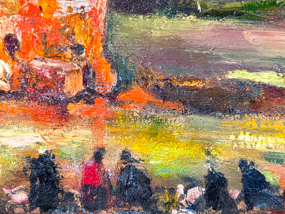 Tableau Huile Paysage Orientaliste animé signé Paul HANNAUX (1899-1954) -photo-3