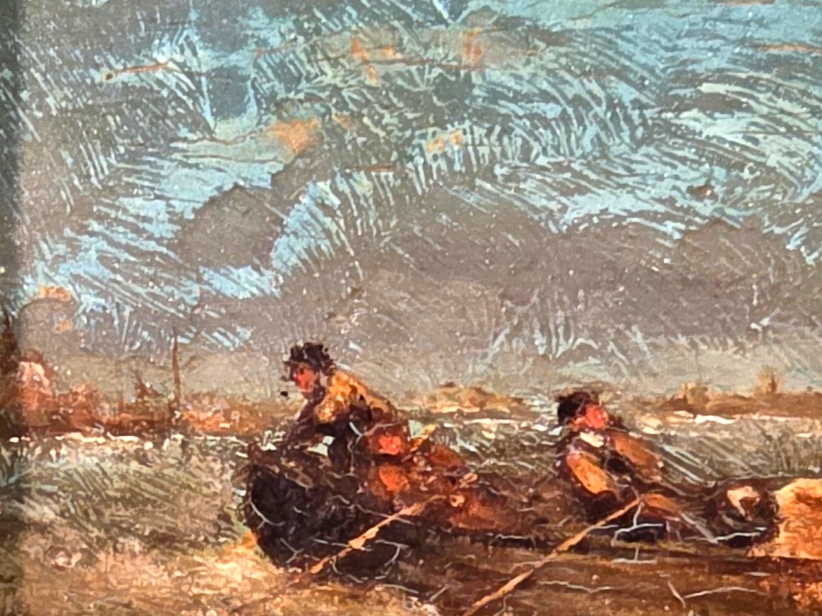 Tableau ancien Huile Paysage animé marine Romantisme Signé début XIXème-photo-2