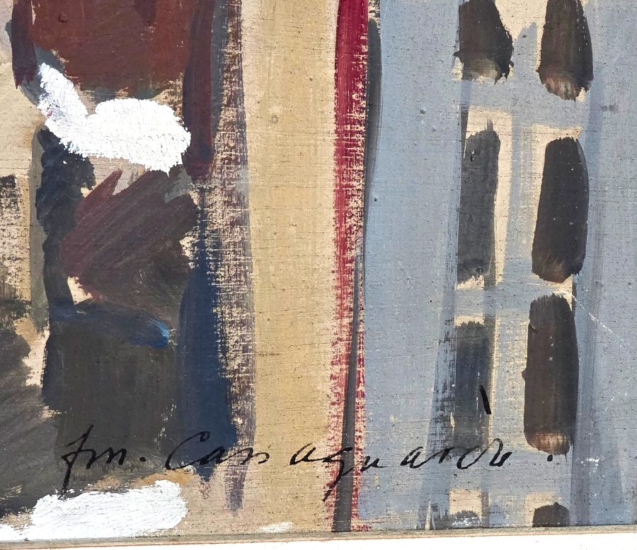Oil Painting Of The City Of Toulouse, "snow-covered Roofs" (urban), Signed, 20th Century -photo-3