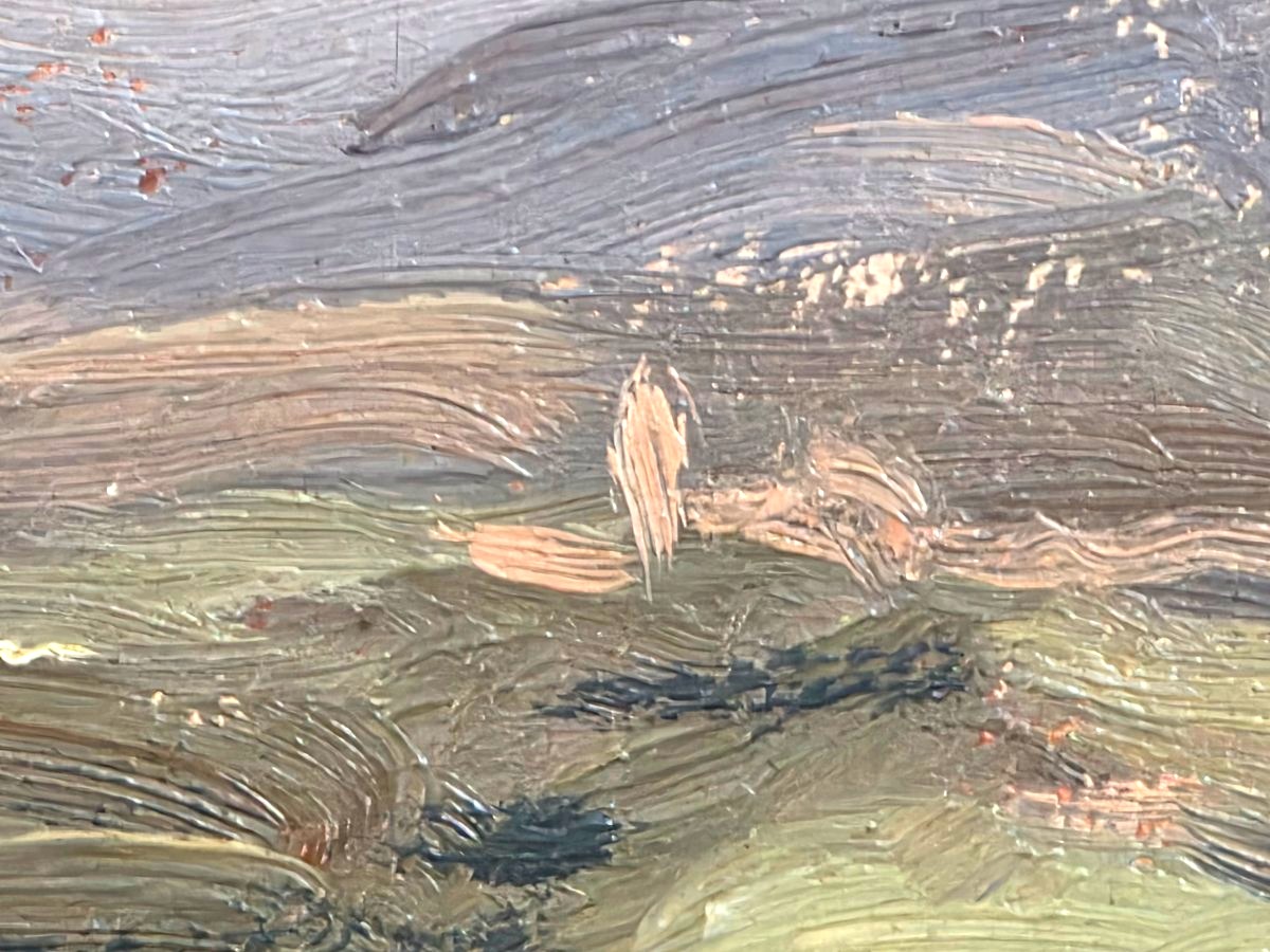 Oil Painting, "basque Landscape," 1949, Signed A. Deschamps, 20th Century-photo-1