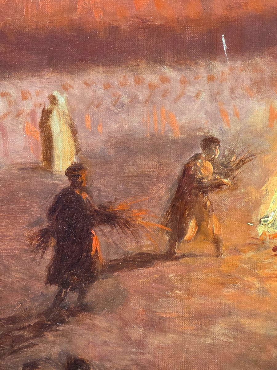 Oil Painting Depicting A Moroccan Festival, Orientalist Style, By Georges Scott (1873–1943) -photo-1