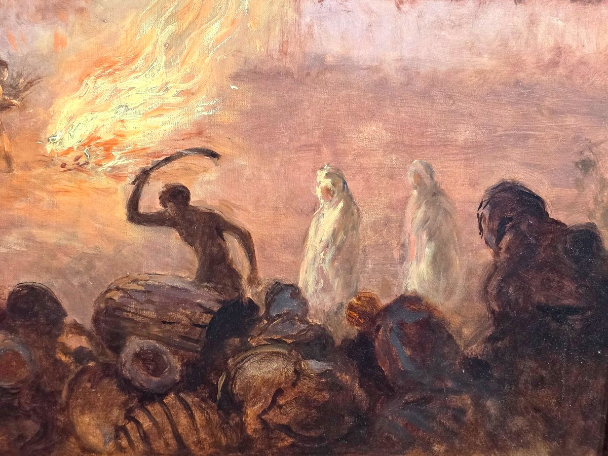 Oil Painting Depicting A Moroccan Festival, Orientalist Style, By Georges Scott (1873–1943) -photo-3