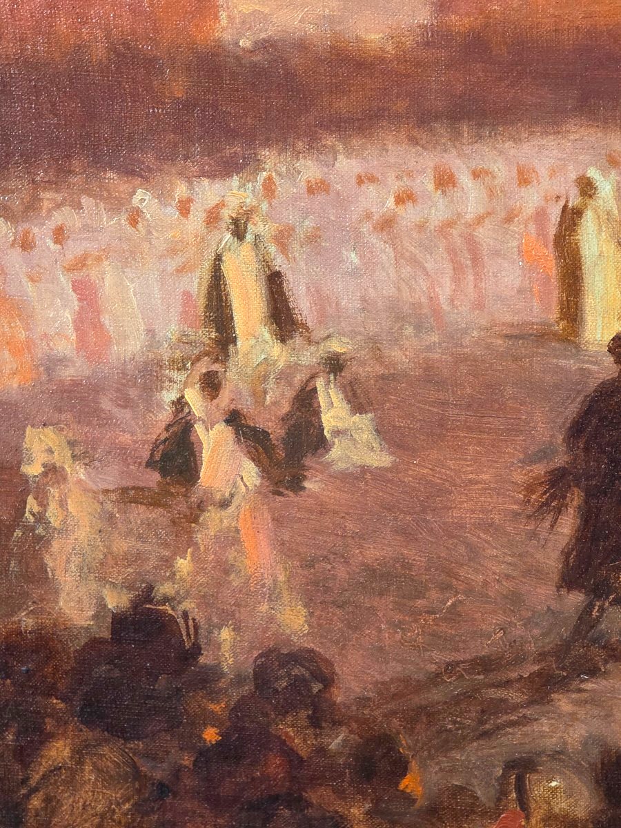 Oil Painting Depicting A Moroccan Festival, Orientalist Style, By Georges Scott (1873–1943) -photo-5