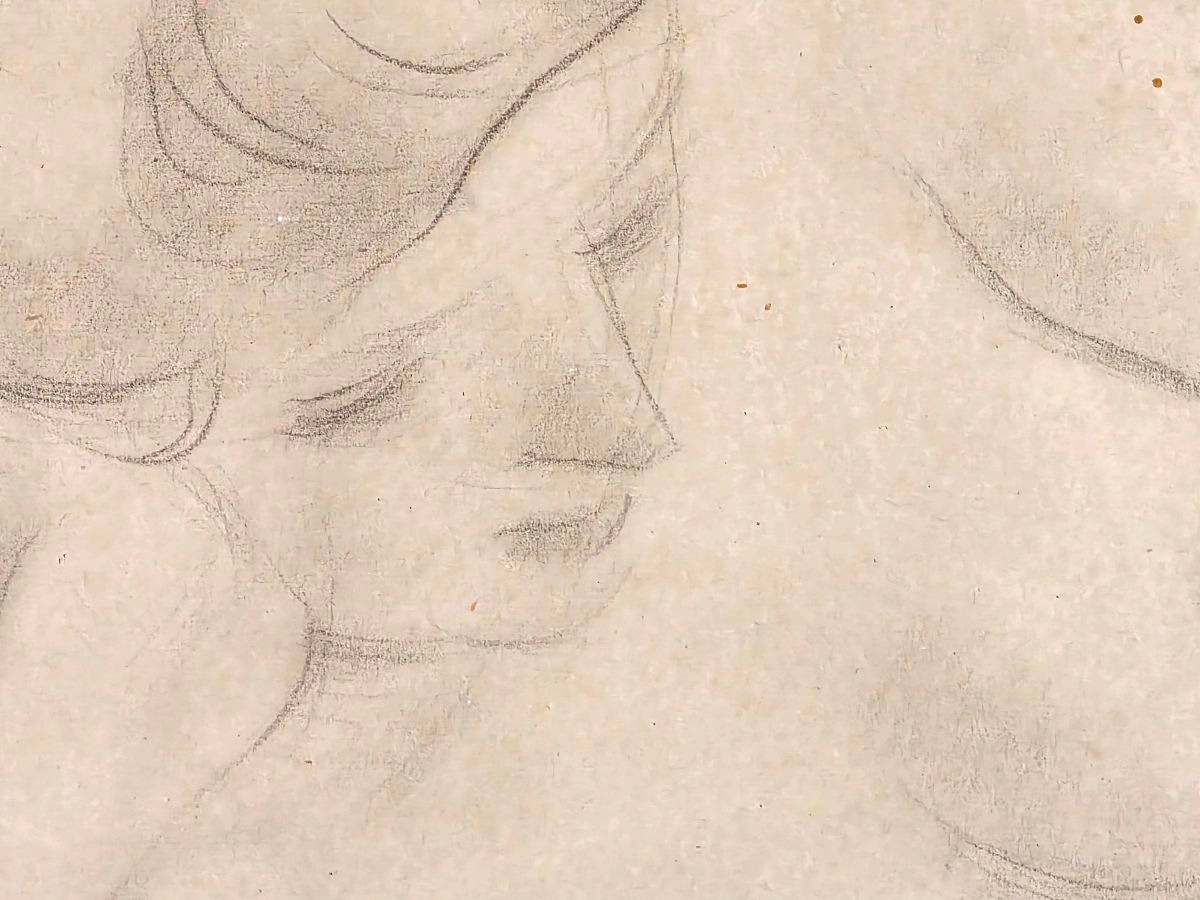 Painting: Academic Nude Drawing Of A Woman, Signed By Yona Art Deco-photo-3